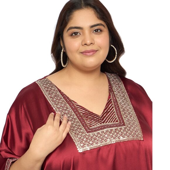 Gypsie Blu Kaftan Dress for Women Satin Sequences Gown Dresses for Stylish Maxi - Picture 5 of 7